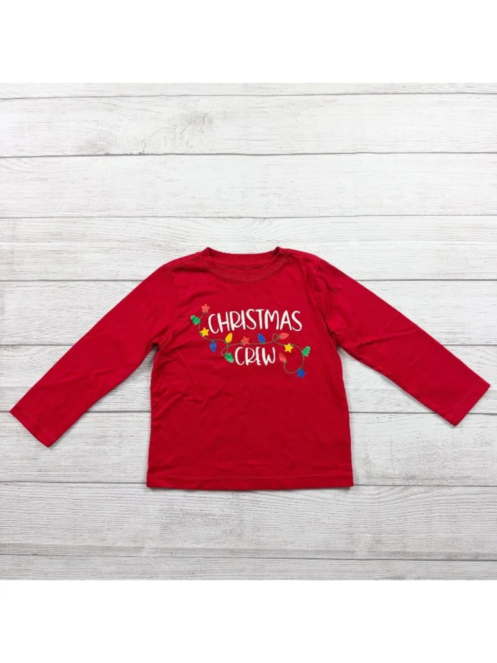 Holiday Time Christmas Crew Red Long Sleeve Shirt Kids 4T - Picture 1 of 3